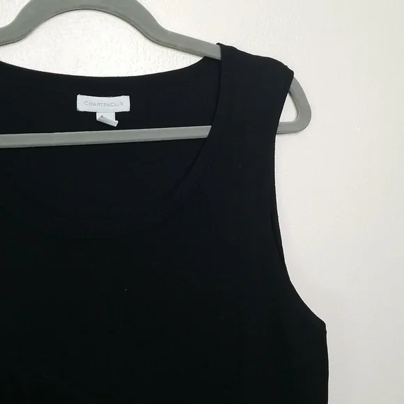 Charter Club Black Scoop Neck Tank Top Size XLarge - Picture 3 of 5